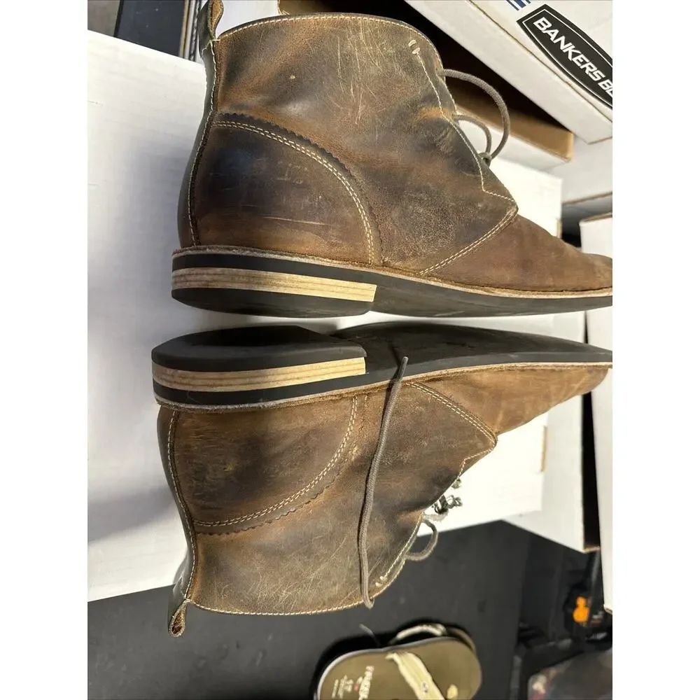Penguin Boots Mens 12 Brown Leather Desert Merle 3 Eyelet Rubber Sole Chukka